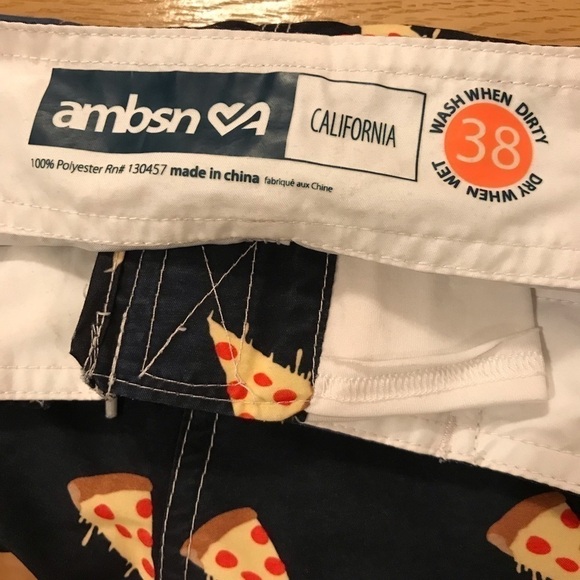 Ambsn California Pizza Swim Trunks Board Shorts - Picture 6 of 9